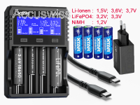 Xtar VX4 Analyse Ladegerät inkl. 4x AA 4960mWh Akkus + USB PD Netzteil