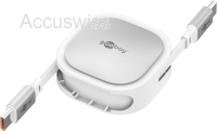 Selbstaufrollendes USB-C-Kabel, 1 m, weiss / silber, 3A, 15W