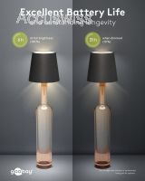 Kabellose LED-Flaschenleuchte, mit Touch-Steuerung, RGB-Lichtfarben, dimmbar