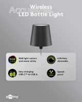 Kabellose LED-Flaschenleuchte, mit Touch-Steuerung, RGB-Lichtfarben, dimmbar
