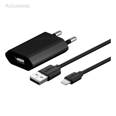 USB Netzteil mit Apple Lightning-Kabel 1m Schwarz - Akku und Batterien  Online-Shop auch für Ihr Motorrad, E-Bike