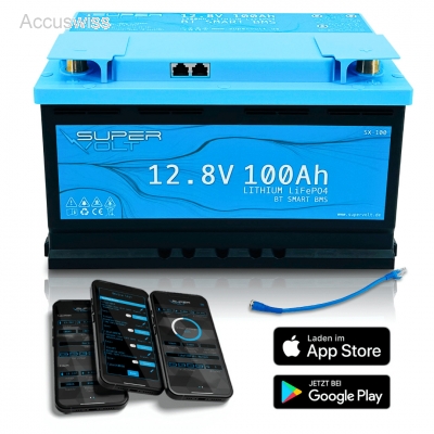 Supervolt 12V 100Ah LiFePO4 Batterie für VW T5, T6 315x176x189mm