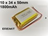 Akku 103450 3.7V 1800mAh Li-Polymer JST-GH 1.25mm Stecker