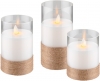 3er-Set LED-Echtwachs-Kerzen im Glas, weiß