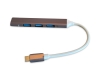 Mini Hub Multiport USB-C Aluminium grau, Adapter mit 4 USB Anschlüssen