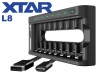 Xtar L8 mit 8 Ladeschächte für 1,5V Li-Ionen und 1,2V NiMH Akkus AA / AAA