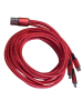 3in1 USB Splitterkabel, 3 x Micro USB, rot