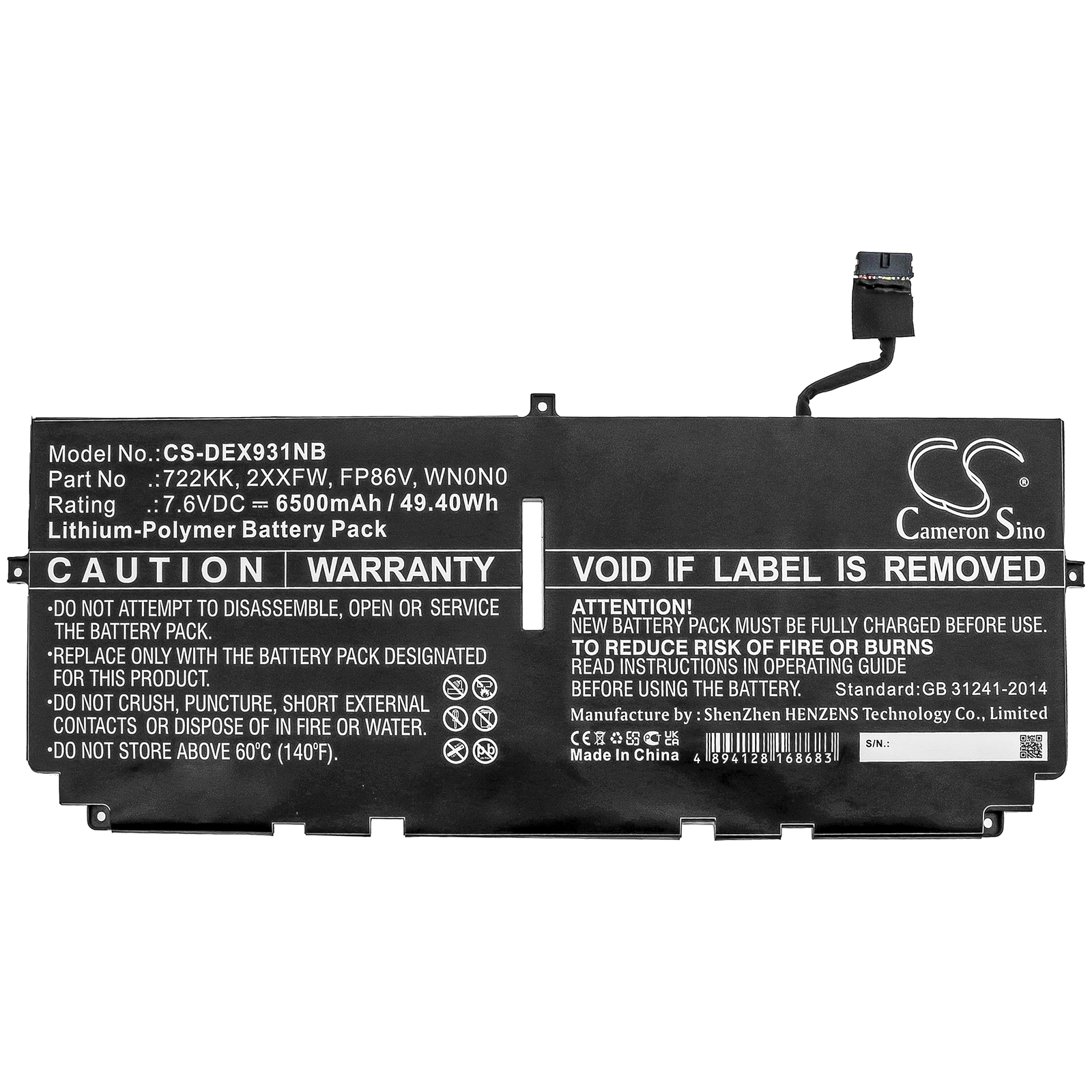 7188_0 Akku ersetzt Lenovo 2XXFW, 722KK, FP86V, WN0N0 6500mAh 49Wh