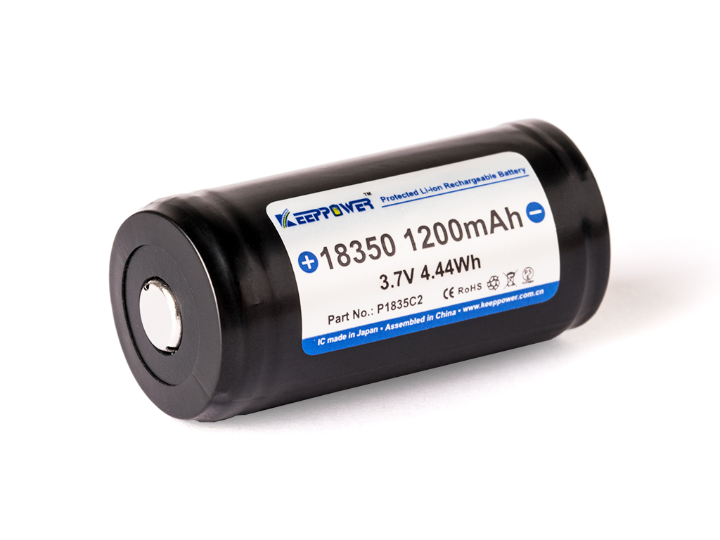 10530_0 Keeppower 18350 1200mAh PCB protégé (Button Top)
