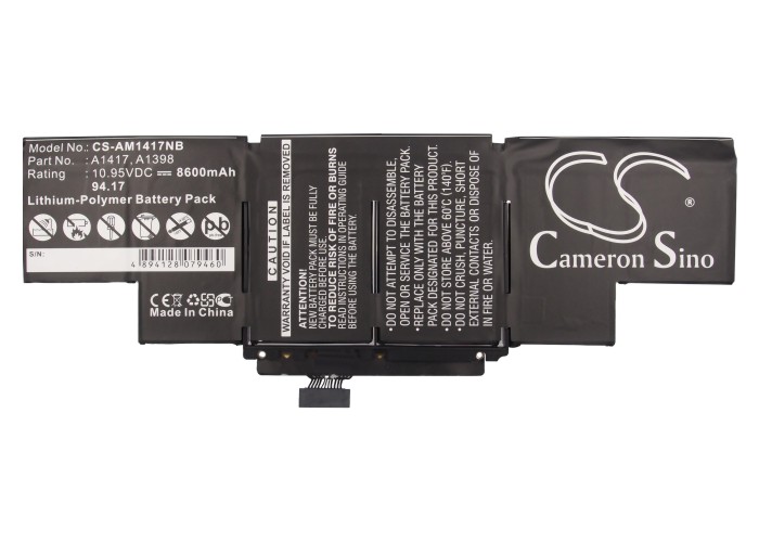 22043_0 Akku passend für Apple MacBook Pro 15" A1417 8600mAh