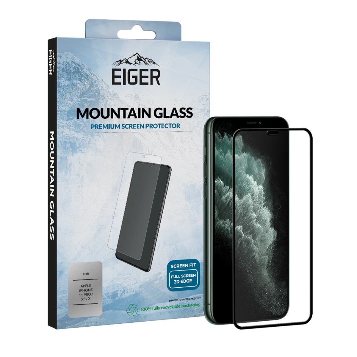 26287_0jdXmwwl9TBSkp EIGER APPLE IPHONE 11 PRO, X, XS DISPLAY-GLAS 3D GLASS CLEAR/BLACK