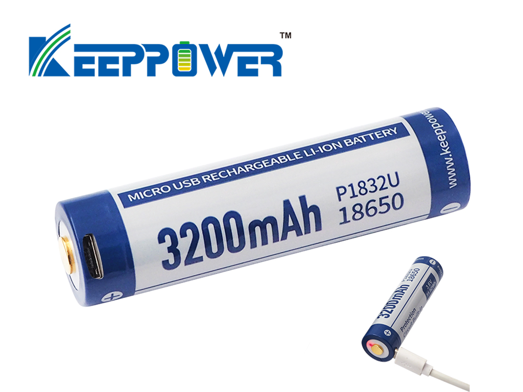 24258_0imp7IZyn2gtAu Keeppower 18650 3.7V 3200mAh Li-Ion Akku inkl. microUSB Ladebuchse