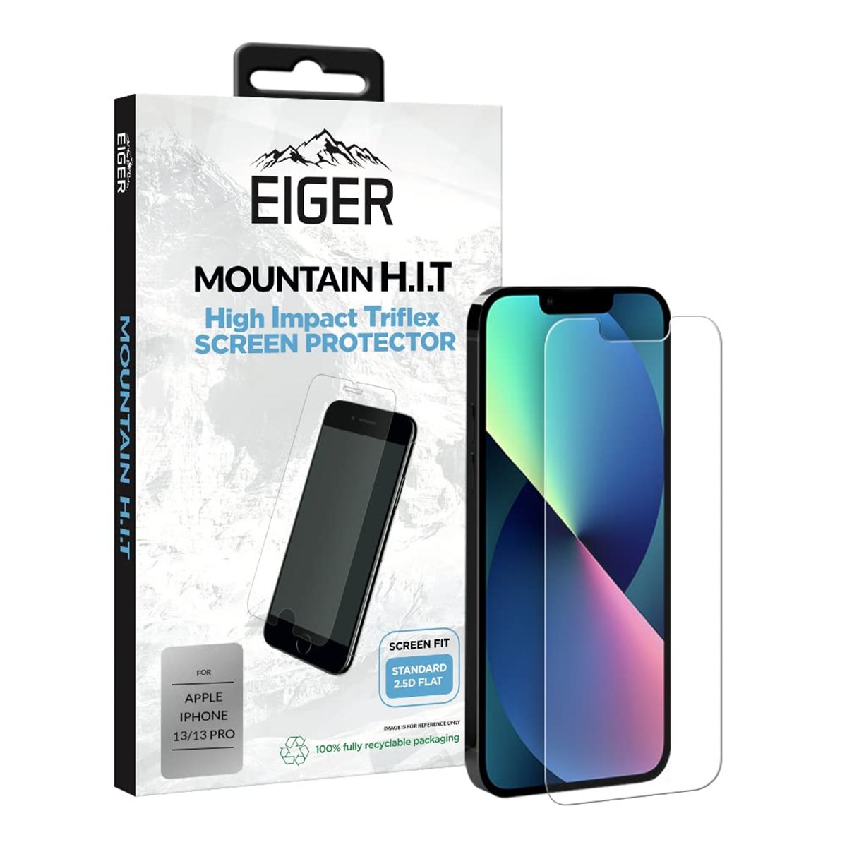 26161_0XM8NHX9atvNEQ EIGER APPLE IPHONE 14 PRO VERRE D'ÉCRAN (PACK DE 1) HIGH IMPACT TRIFLEX CLAIR
