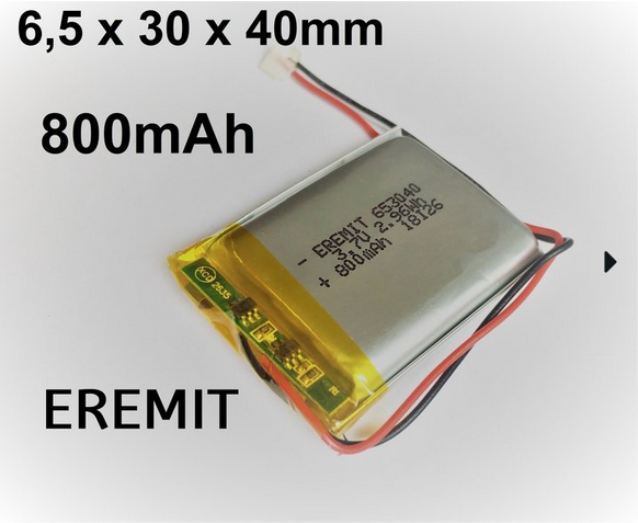 24925_0FzK48PRXW4tAm Akku 653040 3.7V 800mAh Li-Polymer JST-SH 1.0mm Stecker