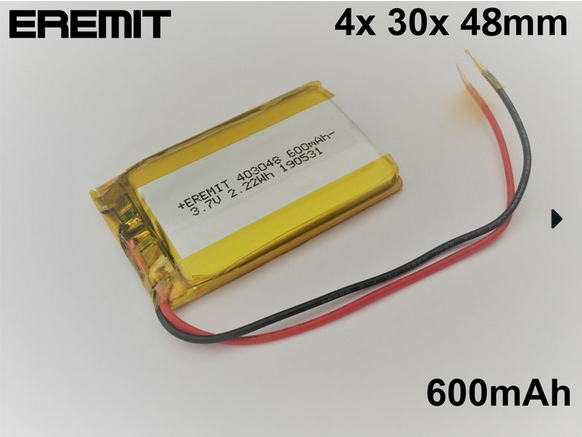 24900_01cvxud5CzL1wk Akku 403048, 043048 3.7V 600mAh Li-Polymer JST-SH 1.00mm Stecker