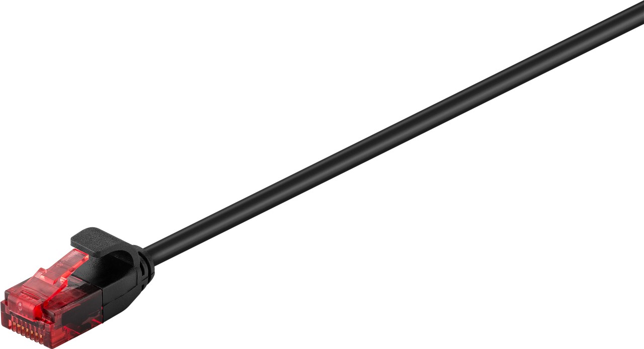 24152_09v1xzDXSLEARf RJ45 Slim Netzwerkkabel (Patchkabel) Cat 6 U/UTP, 1m Schwarz