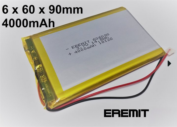 Akku 606090. 066090 3.7V 4000mAh Li-Polymer JST-SH 1.00mm Stecker