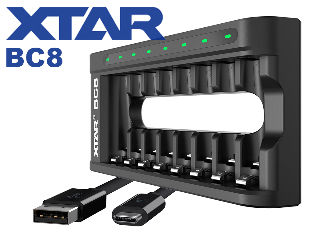 25201_0 Xtar BC8 Ladegerät für AA/AAA 1.5V Li-Ion, Ni-MH Akkus