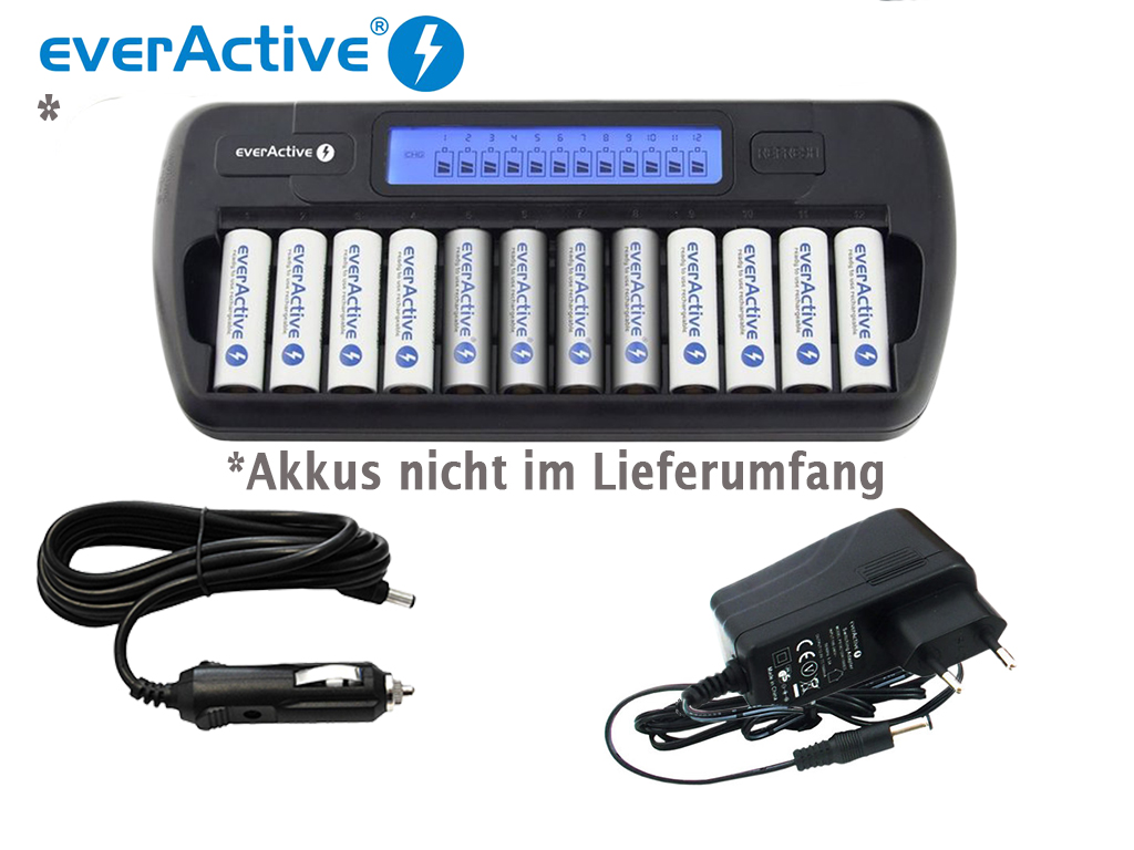 19366_0lJQNwDuTorPj2 EverActive NC-1200 Ladegerät für 1-12 AA/AAA Ni-MH / Ni-Cd Akkus