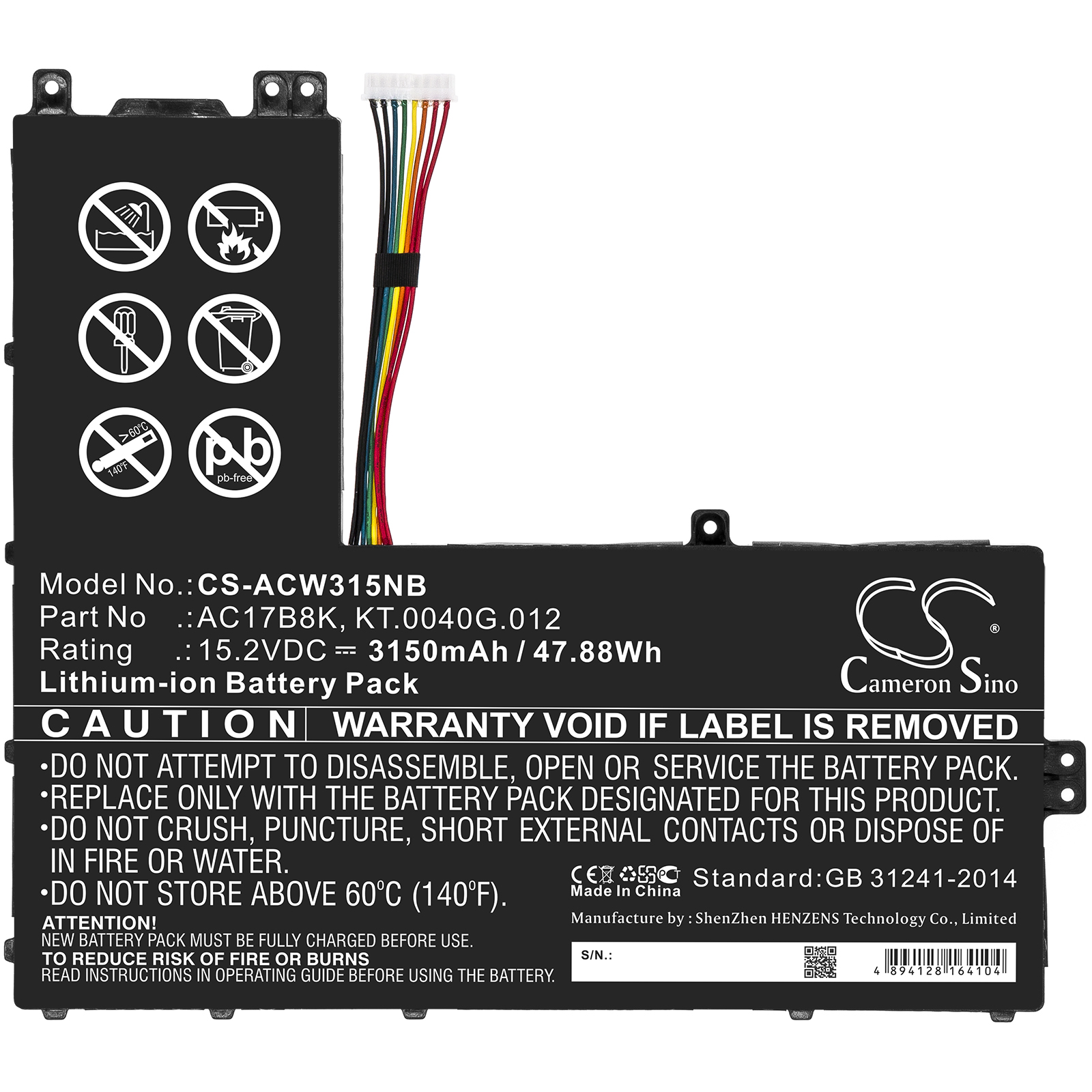 24386_0 Akku ersetzt Acer AC17B8K, KT.0040G.012 passend für Swift 3 SF315 3150mAh