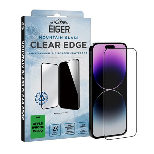 27091_0jL5yrdlRvyxNj iPhone 15 Pro, Displayschutzglas, Mountain Glass Clear Edge