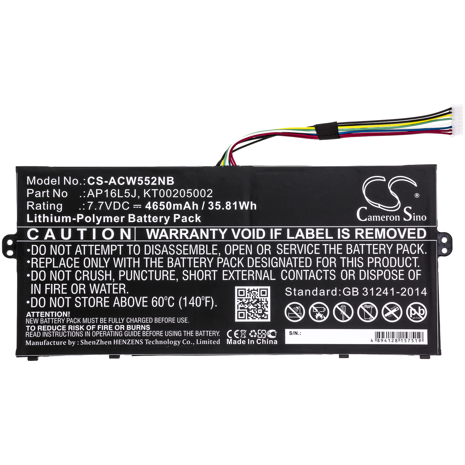 27545_0 Akku ersetzt Acer AP16L5J, KT.00205.002 passend für TravelMate X514-51 7.7V 36Wh