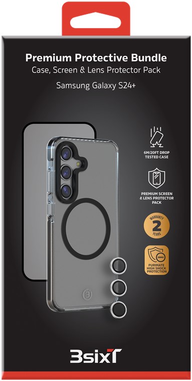 3sixT 4in1 Protection Cover pour Samsung Galaxy S24+, transparent