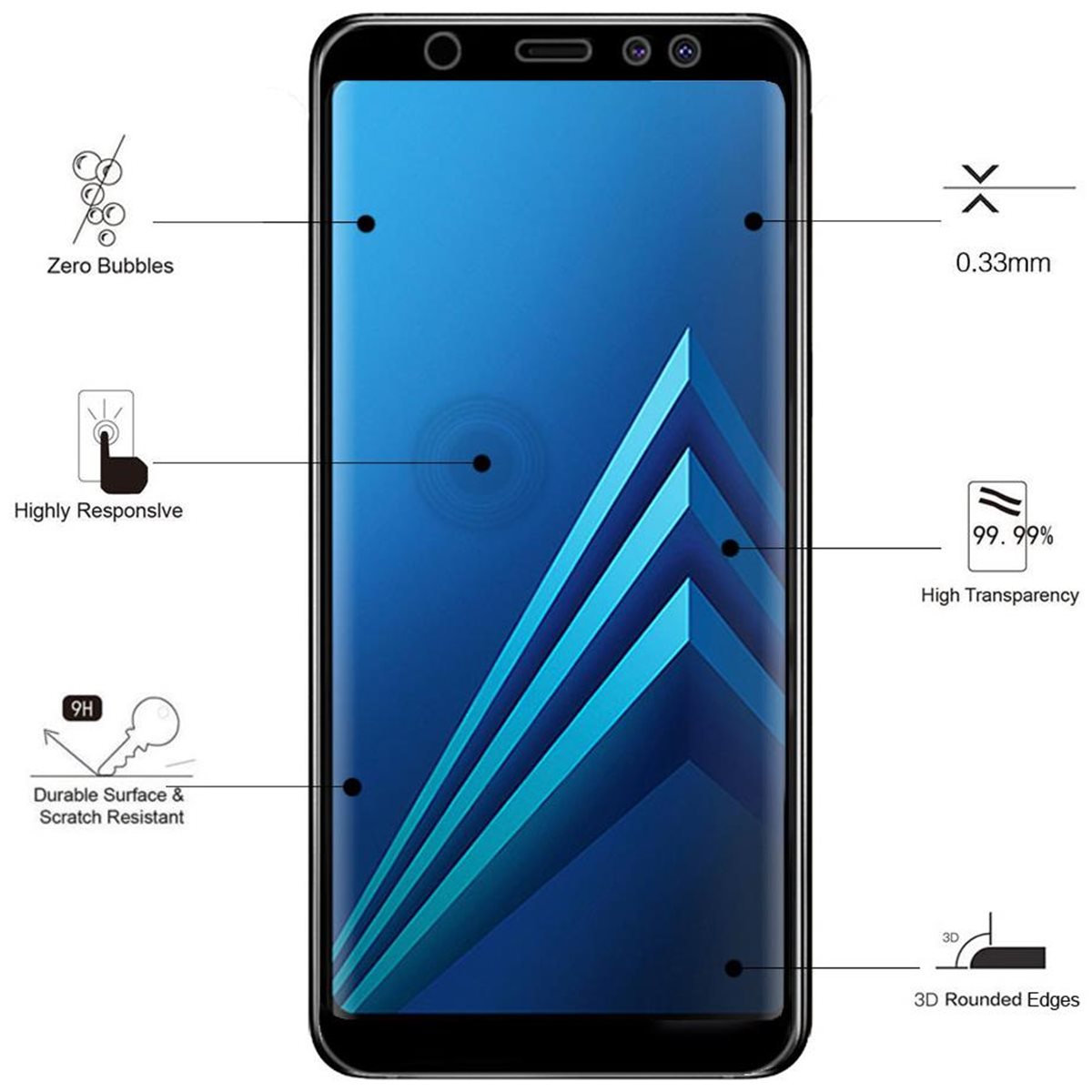 26436_1ftsNO4qcXLvLe EIGER SAMSUNG GALAXY A6+ (2018) DISPLAY-GLAS 3D-GLASGEHÄUSE-FREUNDLICH KLAR