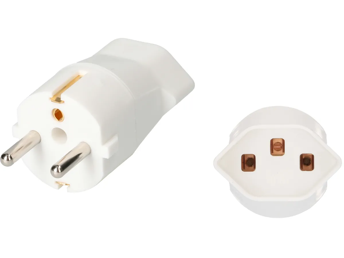 16144_0RH1CQSqHH9z6G Reise Adapter CH - EU, Schweizer Steckdose Typ J (T23) - DE-Stecker, Typ F, 16A