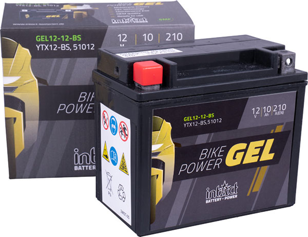 14288_0 Intact GEL12-12-BS GEL-Motorradbatterie ersetzt YTX-12-4, YTX12-BS 12V 10Ah
